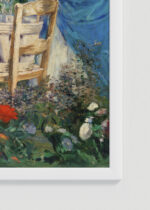 Zbliżenie na detale plakatu oprawionego w drewnianą białą ramkę od Plakatello®: Édouard Manet pranie impresjonizm XIX wiek reprint