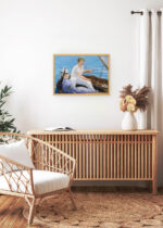 Aranżacja wnętrza, na ścianie wisi plakat w ramce: Łódka Édouard Manet impresjonizm reprodukcja