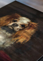 Zbliżenie na detale plakatu: pies spaniel Cavalier King Charles Édouard Manet