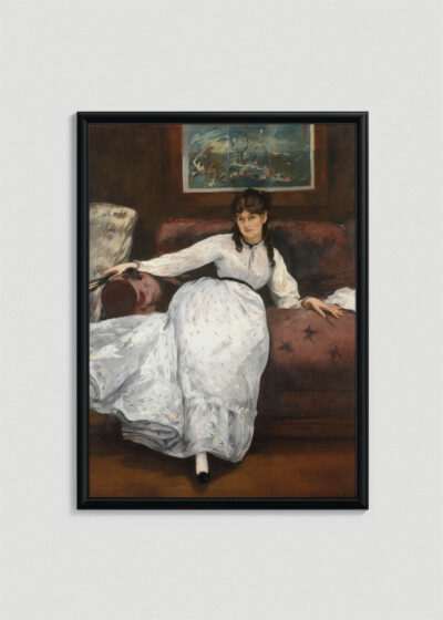 Plakat w drewnianej czarnej ramce: Édouard Manet kobieta w białej sukni klasyczny