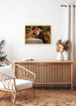 Aranżacja wnętrza, na ścianie wisi plakat w ramce: Édouard Manet Chez le Père Lathuille