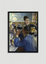Plakat w drewnianej czarnej ramce: Manet Corner of a Café-Concert paryska kawiarnia