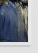 Zbliżenie na detale plakatu oprawionego w drewnianą białą ramkę od Plakatello®: Manet Corner of a Café-Concert paryska kawiarnia