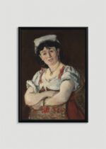 Plakat w drewnianej czarnej ramce: Édouard Manet kobieta w czepku impresjonizm XIX w