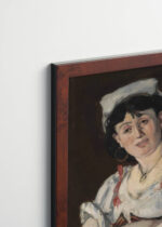 Plakat oprawiony w drewnianą brązową ramkę Vintage Italia: Édouard Manet kobieta w czepku impresjonizm XIX w
