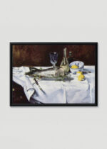 Plakat w drewnianej czarnej ramce: Martwa natura z łososiem Édouard Manet reprodukcja