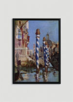 Plakat w drewnianej czarnej ramce: Wenecja kanał Édouard Manet reprodukcja klasyczna