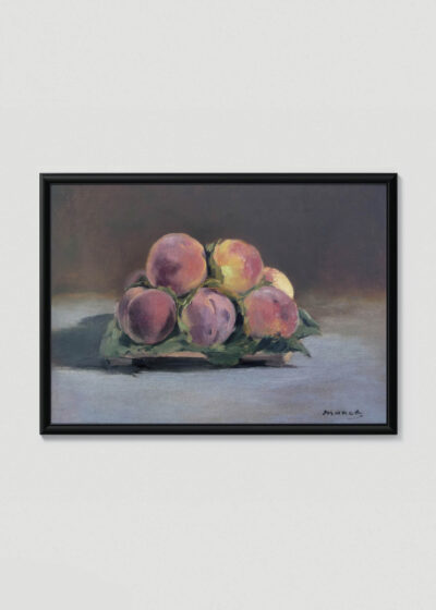 Plakat w drewnianej czarnej ramce: brzoskwinie Édouard Manet martwa natura vintage
