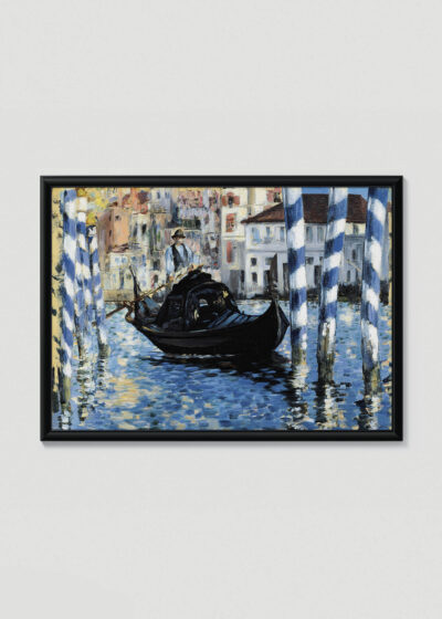 Plakat w drewnianej czarnej ramce: Wenecja gondola kanały Édouard Manet impresjonizm