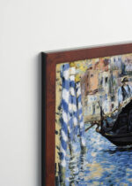 Plakat oprawiony w drewnianą brązową ramkę Vintage Italia: Wenecja gondola kanały Édouard Manet impresjonizm