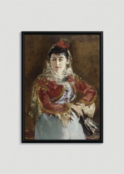 Plakat w drewnianej czarnej ramce: Édouard Manet Portret Emilie Ambre w roli Carmen 1879