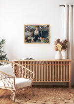 Aranżacja wnętrza, na ścianie wisi plakat w ramce: A Bar at the Folies-Bergère (1882) Édouard Manet