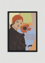 Plakat w drewnianej czarnej ramce: Ethel Reed kobieta z makiem Art Nouveau