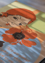 Zbliżenie na detale plakatu: Ethel Reed kobieta z makiem Art Nouveau