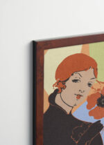 Plakat oprawiony w drewnianą brązową ramkę Vintage Italia: Ethel Reed kobieta z makiem Art Nouveau