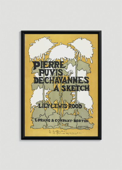 Plakat w drewnianej czarnej ramce: Ethel Reed chryzantemy Art Nouveau L. Prang 1895