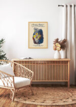 Aranżacja wnętrza, na ścianie wisi plakat w ramce: Jacques Damour Ethel Reed vintage secesja