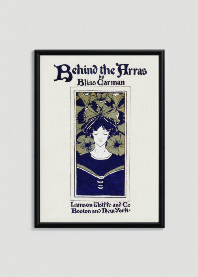 Plakat w drewnianej czarnej ramce: Ethel Reed Behind the Arras kobieta kwiaty hibiskusa