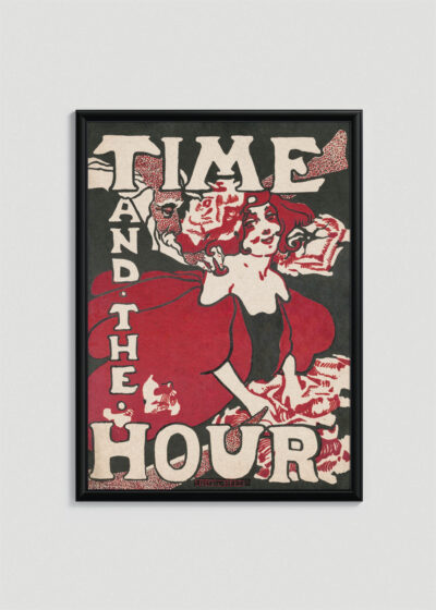 Plakat w drewnianej czarnej ramce: Ethel Reed Time and The Hour kobieta czerwone włosy