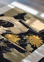 Zbliżenie na detale plakatu: vintage Kobieta z fortepianem Ethel Reed