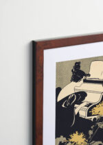 Plakat oprawiony w drewnianą brązową ramkę Vintage Italia: vintage Kobieta z fortepianem Ethel Reed