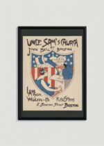Plakat w drewnianej czarnej ramce: Uncle Sam's Church Ethel Reed vintage USA