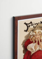 Plakat oprawiony w drewnianą brązową ramkę Vintage Italia: vintage dziewczyna w czerwonej sukni Ethel Reed