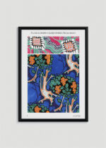 Plakat w drewnianej czarnej ramce: Art Déco wzór florystyczny E.A. Séguy Floréal