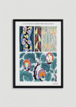 Plakat w drewnianej czarnej ramce: E.A. Séguy Floréal wzory roślinne Art Deco vintage