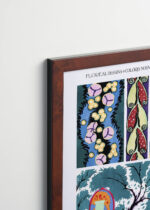 Plakat oprawiony w drewnianą brązową ramkę Vintage Italia: E.A. Séguy Floréal wzory roślinne Art Deco vintage