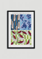 Plakat w drewnianej czarnej ramce: Séguy Floréal kwiaty Art Déco vintage botaniczny