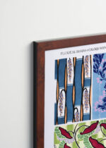 Plakat oprawiony w drewnianą brązową ramkę Vintage Italia: Séguy Floréal kwiaty Art Déco vintage botaniczny
