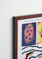 Plakat oprawiony w drewnianą brązową ramkę Vintage Italia: botaniczny kwiaty ryby E.A. Séguy Art Nouveau