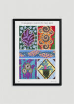 Plakat w drewnianej czarnej ramce: Eugène Séguy Art Déco francuskie wzory floralne