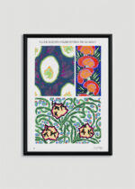 Plakat w drewnianej czarnej ramce: Séguy Art Nouveau motywy floralne secesja vintage