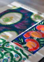 Zbliżenie na detale plakatu: Séguy Art Nouveau motywy floralne secesja vintage