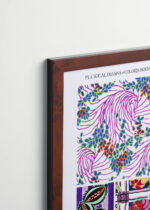 Plakat oprawiony w drewnianą brązową ramkę Vintage Italia: botaniczny E.A. Séguy Floréal Art Nouveau wzory
