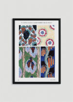 Plakat w drewnianej czarnej ramce: Eugène Séguy floralne motywy Art Nouveau vintage