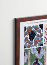 Plakat oprawiony w drewnianą brązową ramkę Vintage Italia: Eugène Séguy floralne motywy Art Nouveau vintage