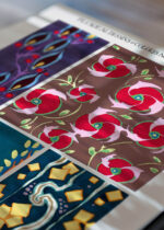 Zbliżenie na detale plakatu: wzory floralne E.A. Séguy Art Déco vintage