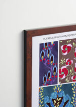 Plakat oprawiony w drewnianą brązową ramkę Vintage Italia: wzory floralne E.A. Séguy Art Déco vintage