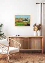 Aranżacja wnętrza, na ścianie wisi plakat w ramce: Paysage près de Pont-Aven Paul Gauguin 1888