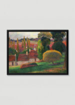 Plakat w drewnianej czarnej ramce: Paul Gauguin pejzaż tahitański Polinezja vintage