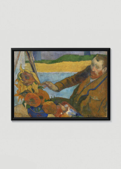 Plakat w drewnianej czarnej ramce: Paul Gauguin Van Goghs w krzesłach 1888 reprodukcja