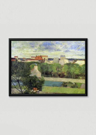 Plakat w drewnianej czarnej ramce: Paul Gauguin krajobraz tahitański postimpresjonizm