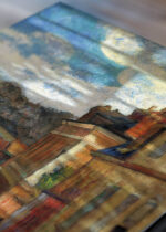 Zbliżenie na detale plakatu: Paul Gauguin Pont-Aven bretońska uliczka 1888