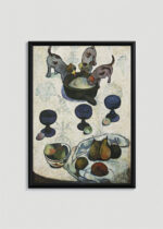 Plakat w drewnianej czarnej ramce: Paul Gauguin psy z Tahiti postimpresjonizm