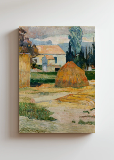 Paul Gauguin pejzaż wiejski chaty stóg siana obraz na płótnie