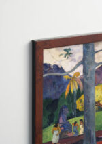 Plakat oprawiony w drewnianą brązową ramkę Vintage Italia: Mata Mua Paul Gauguin 1892 Tahiti postimpresjonizm
