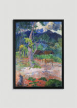 Plakat w drewnianej czarnej ramce: Paul Gauguin Tahiti reprodukcja post-impresjonizm